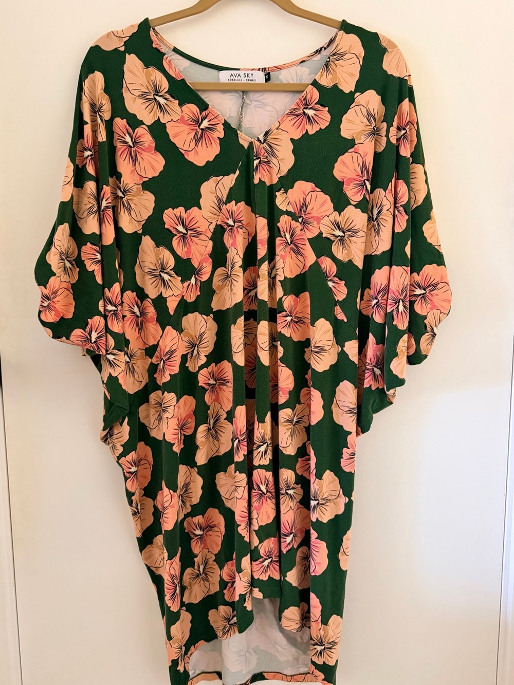 AVA SKY Women’s Hibiscus Flowy Midi Dress